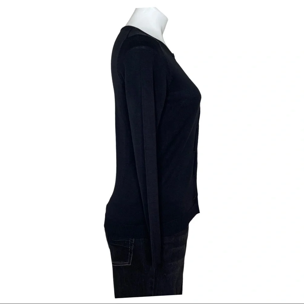 Coldwater Creek Black Beaded Cardigan Silk/Cotton